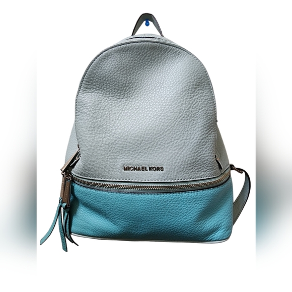 MICHAEL KORS Leather Celadon Azure Rhea Zip Travel Backpack -Medium - Picture 8 of 12